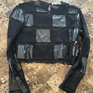 Zara black leather shirt